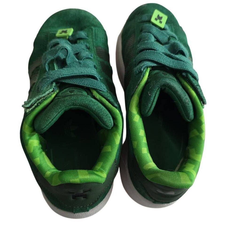 Adidas x Minecraft Boys Size 1 Campus 00's Green Suede Sneakers - Picture 9 of 10